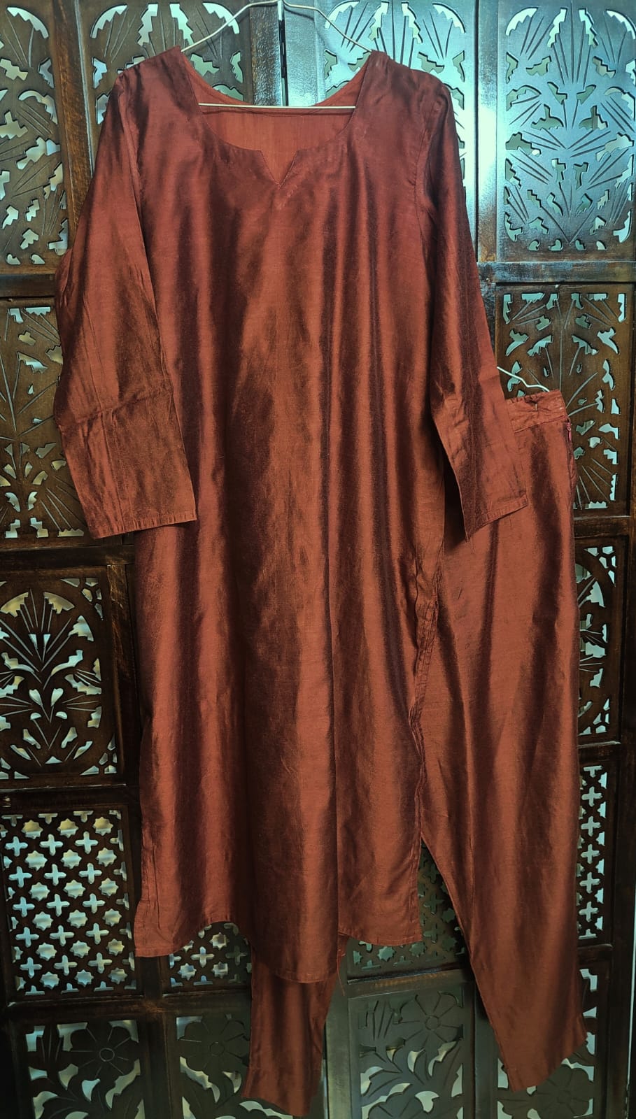 COFFEE BROWN COTTON SILK KURTA-PANT MATERIAL