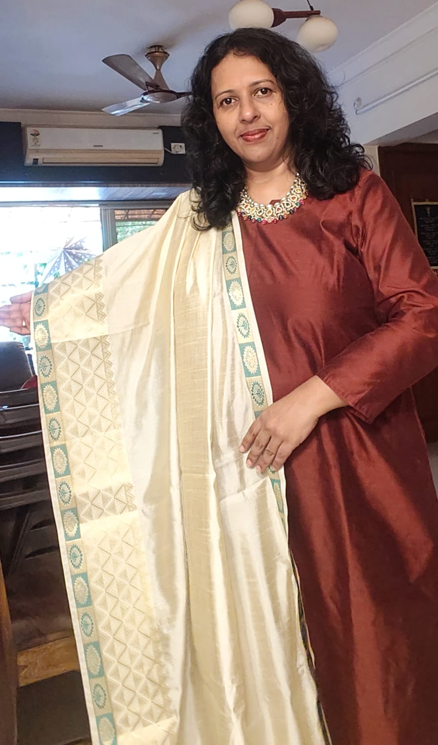 COFFEE BROWN COTTON SILK KURTA-PANT MATERIAL