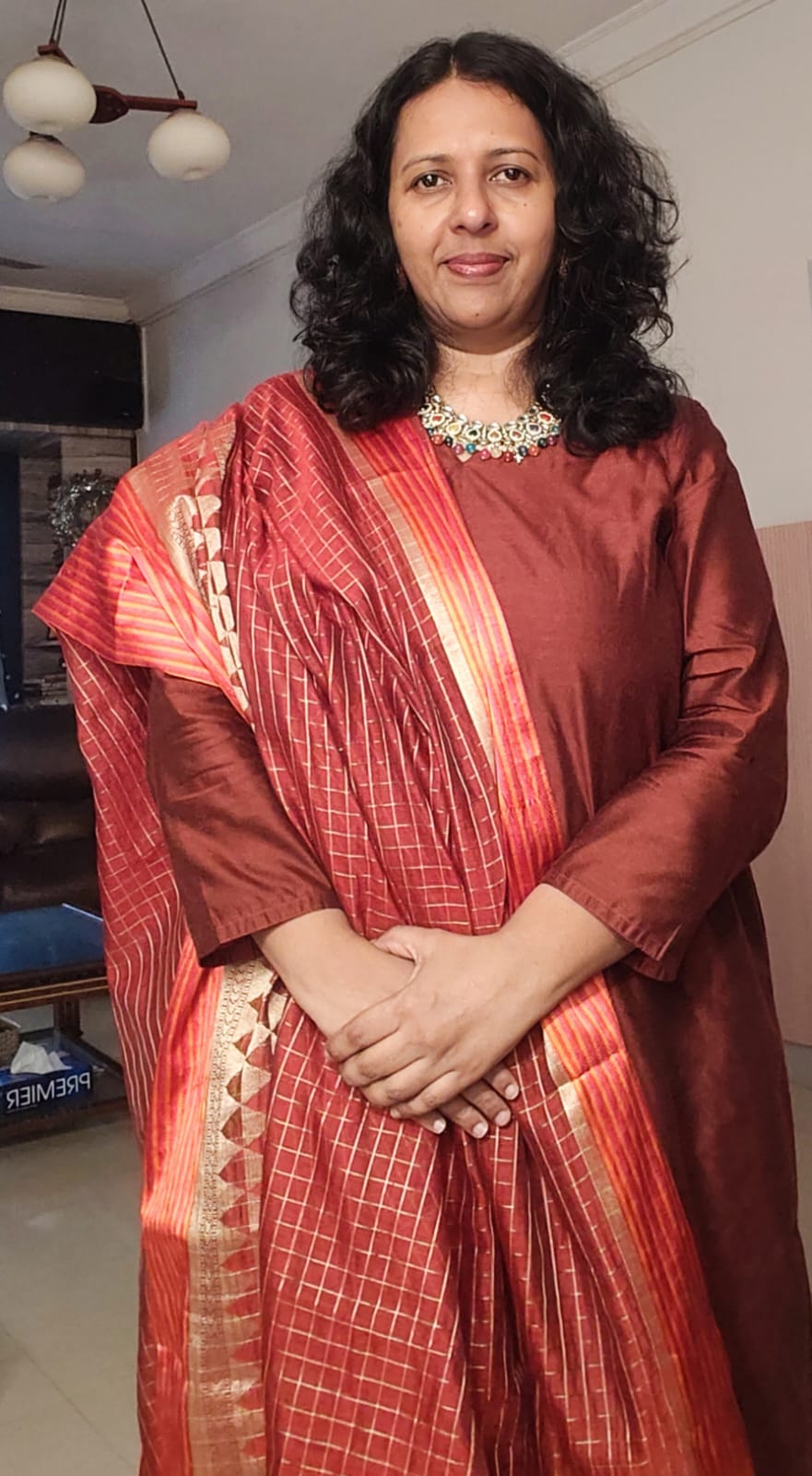 COFFEE BROWN COTTON SILK KURTA-PANT MATERIAL