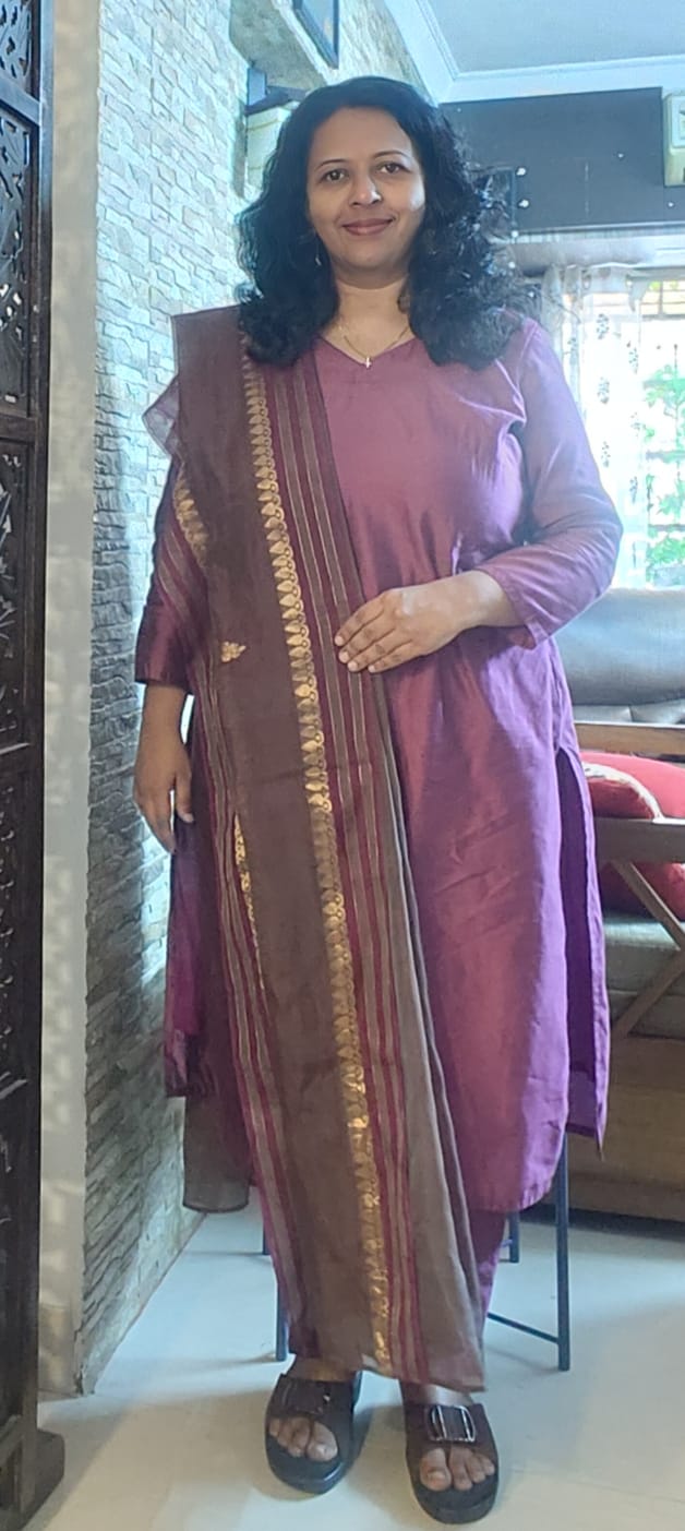 PURPLE SHADE COTTON SILK KURTA PANT MATERIAL