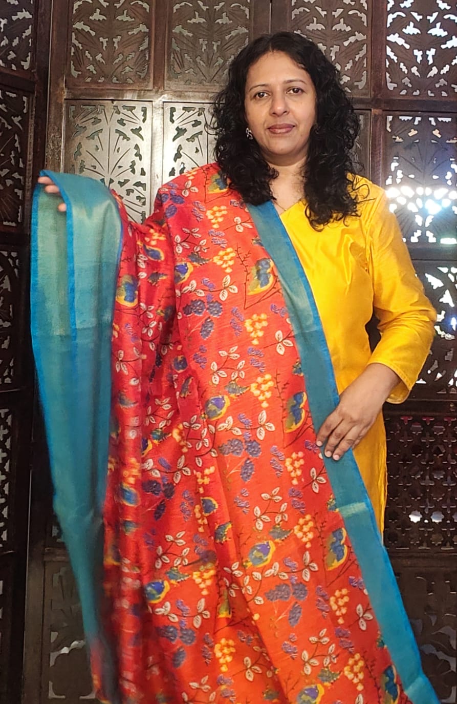 MANGO YELLOW COTTON SILK KURTA PANT MATERIAL