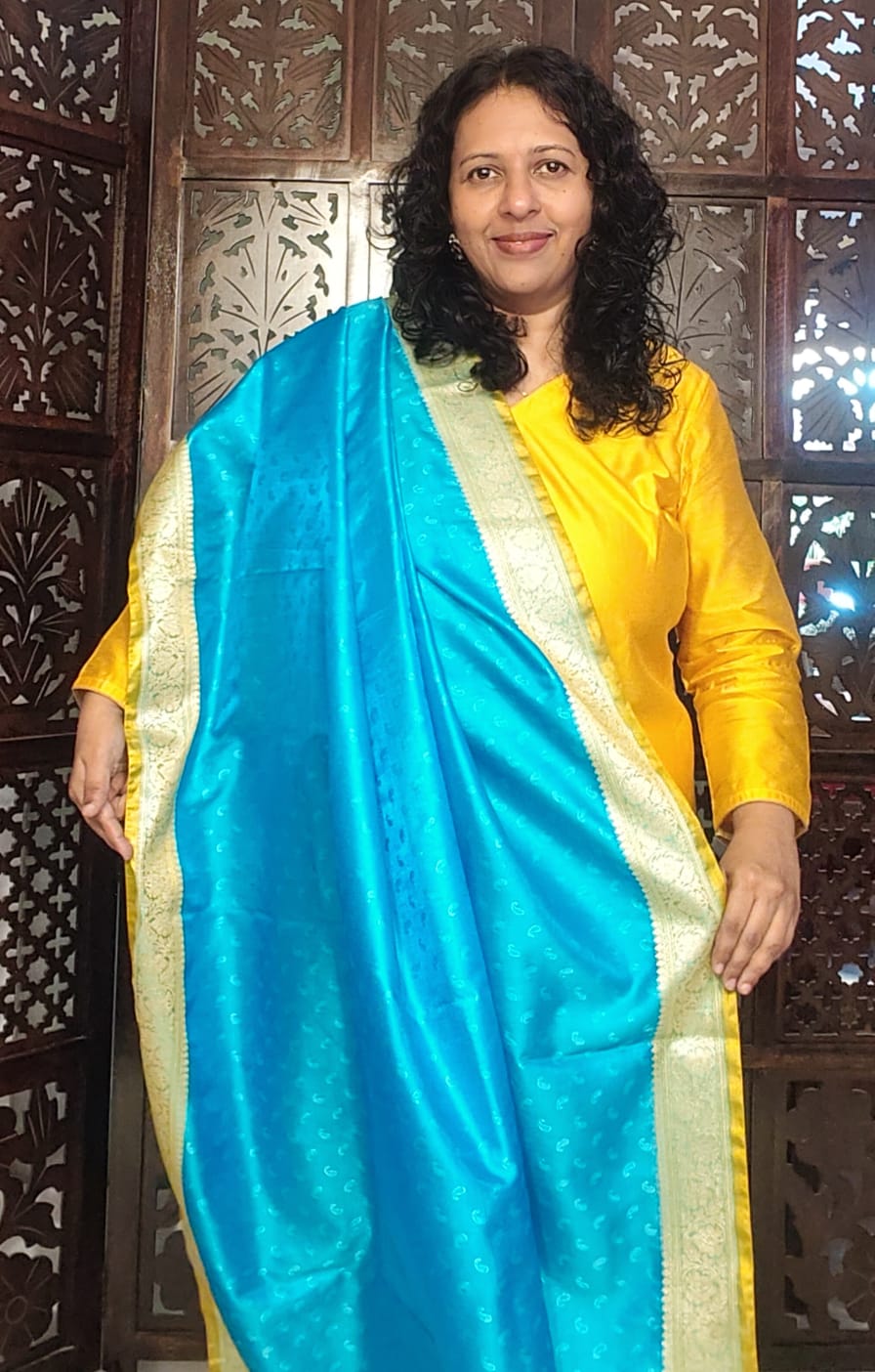 MANGO YELLOW COTTON SILK KURTA PANT MATERIAL
