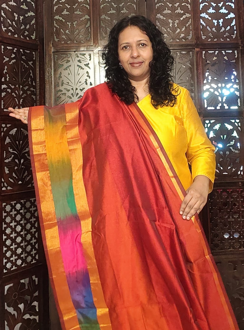 MANGO YELLOW COTTON SILK KURTA PANT MATERIAL