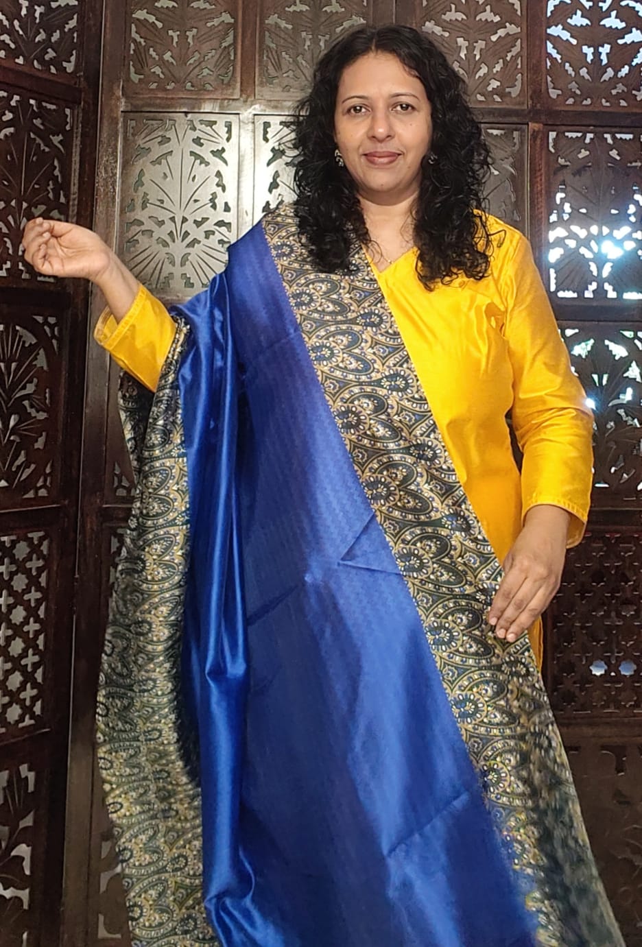 MANGO YELLOW COTTON SILK KURTA PANT MATERIAL