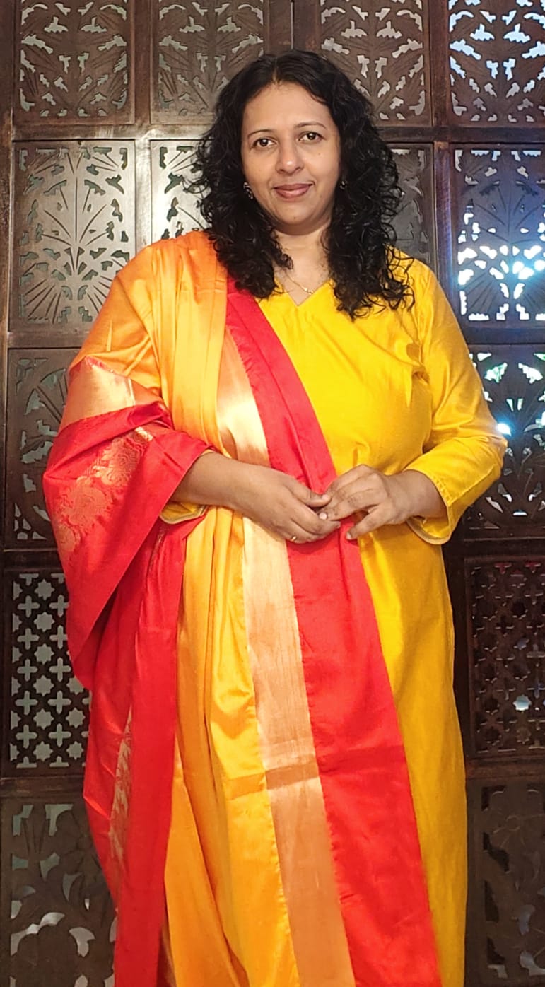 MANGO YELLOW COTTON SILK KURTA PANT MATERIAL