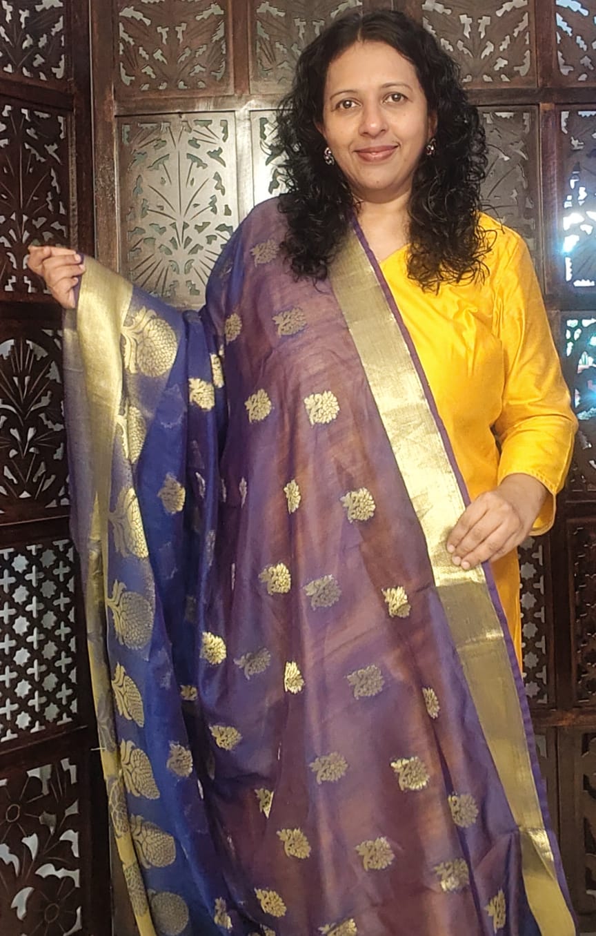 MANGO YELLOW COTTON SILK KURTA PANT MATERIAL