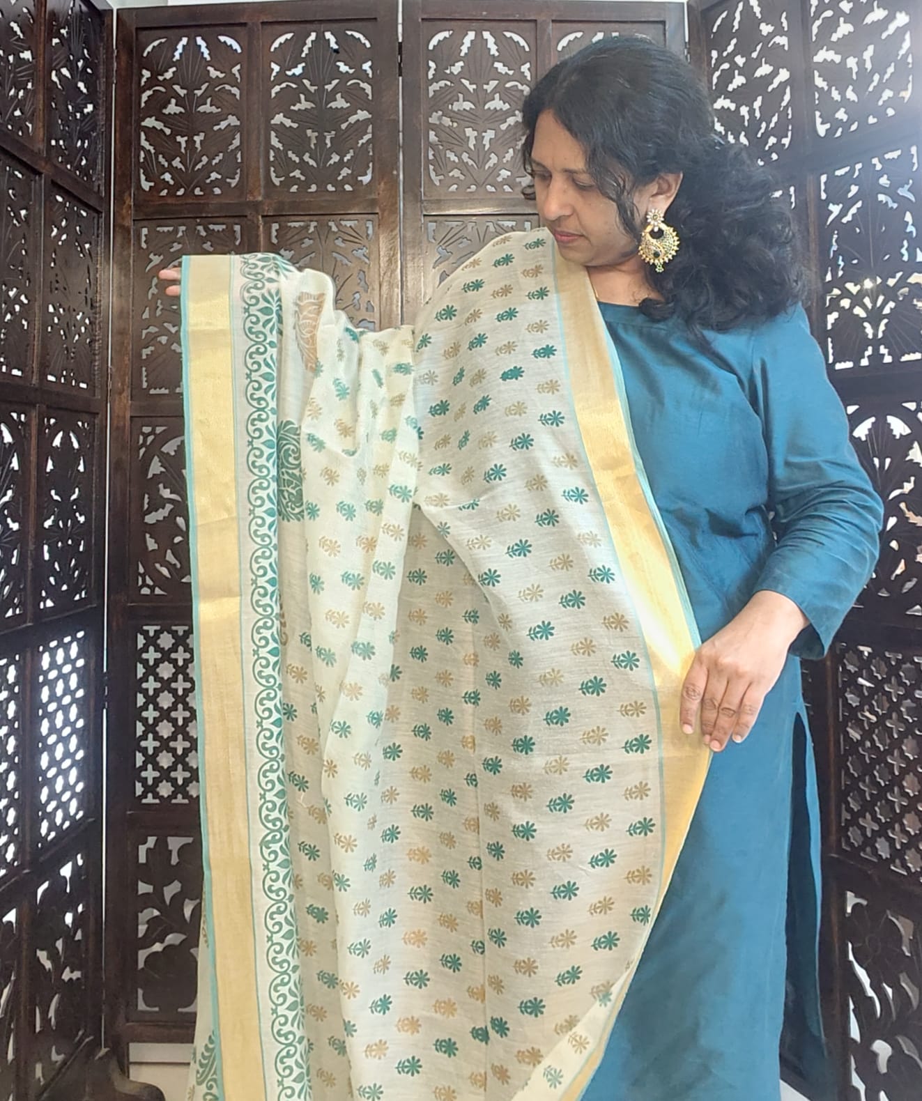 DEEP BLUE COTTON SILK KURTA PANT MATERIAL
