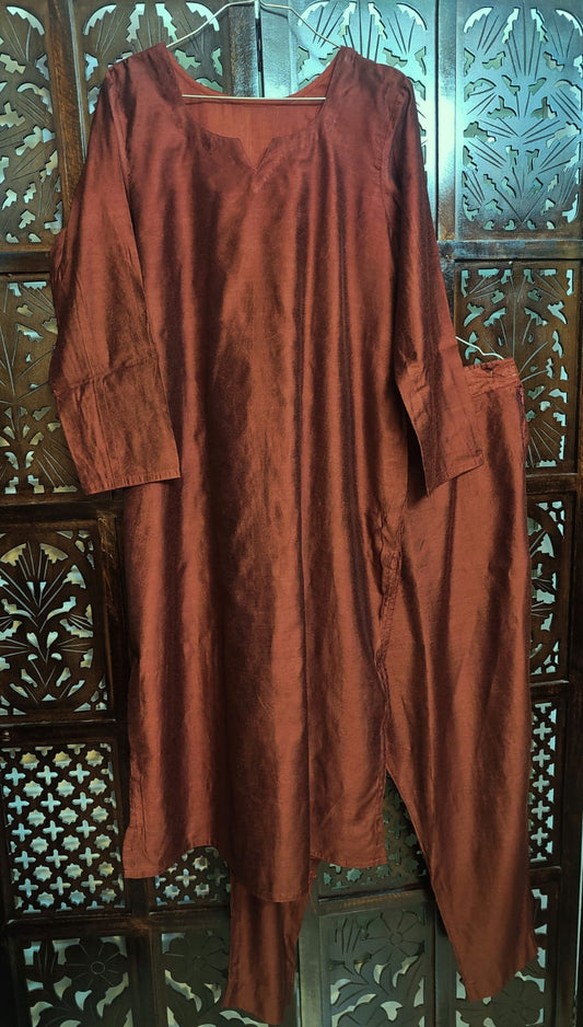 COFFEE BROWN COTTON SILK KURTA-PANT MATERIAL