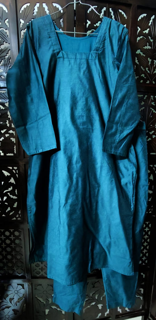 DEEP BLUE COTTON SILK KURTA PANT MATERIAL