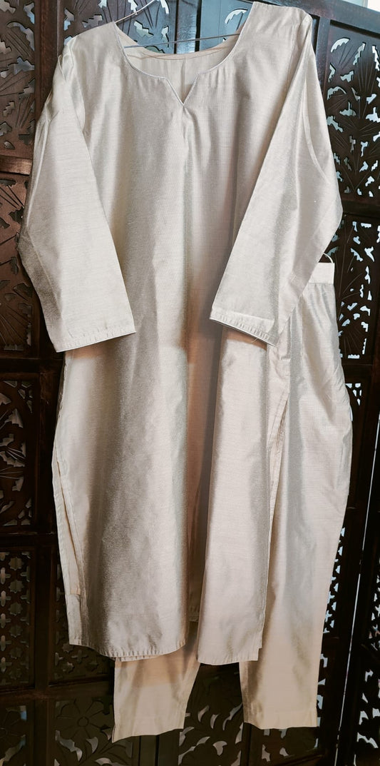 SILVER SHADE COTTON SILK KURTA-PANT MATERIAL